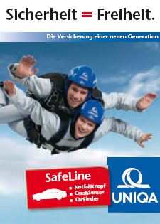 Werbesujet SafeLine – die erste Versicherung, die Leben retten kann. (Bild)